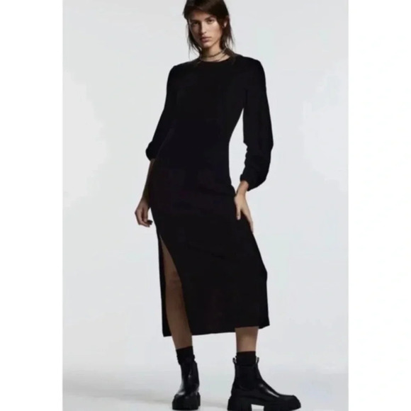 ZARA DRAPED VELVET DRESS SIZE M - Picture 1 of 9